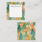 カラフルな常緑樹のクリスマスツリーの森 ノートカード (正面/裏面)