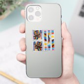 カラフルな帽子の女性　シルエットを打つ シール (スマートフォン)