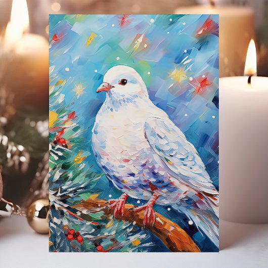 カラフルな平和の鳩のクリスマス シーズンカード