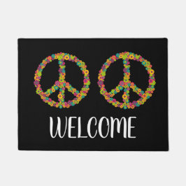 カラフルな平和ヒッピー60sのドアマット ドアマット