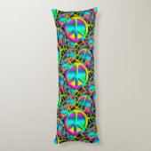 カラフルな平和継ぎ目が無いパターン + あなたのアイディア ボディピロー (裏面 (縦))