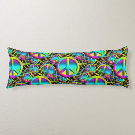 カラフルな平和継ぎ目が無いパターン + あなたのアイディア ボディピロー (正面)