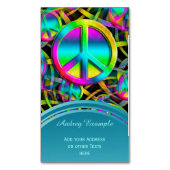 カラフルな平和継ぎ目が無いパターン + あなたのアイディア マグネット名刺 (正面縦)