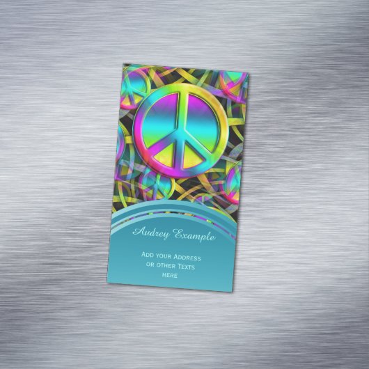 カラフルな平和継ぎ目が無いパターン + あなたのアイディア マグネット名刺 (インサイチュ)