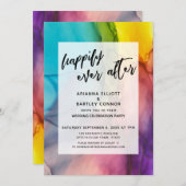 カラフルな幸せな結婚式の披露宴 招待状 (正面/裏面)