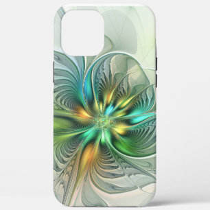 カラフルな幻想のモダン抽象フラワー・フラクタル iPhone 12 PRO MAX ケース
