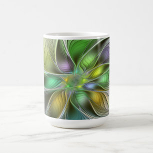 カラフルな幻想の花 モダン アブストラクト フラクタル コーヒーマグカップ