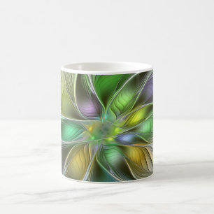 カラフルな幻想の花 モダン アブストラクト フラクタル コーヒーマグカップ