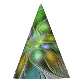 カラフルな幻想の花 モダン アブストラクト フラクタル パーティーハット