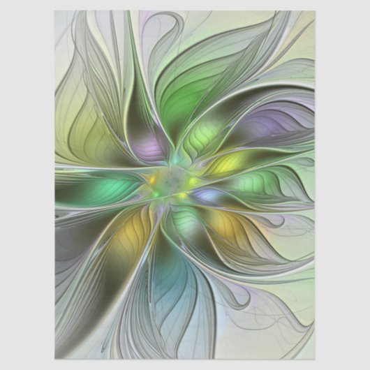 カラフルな幻想の花 モダン・アブストラクト・フラクタル 薄葉紙 (正面)