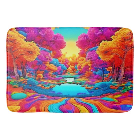 カラフルな幻想の風景 バスマット (正面)