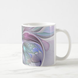 カラフルな幻想抽象モダンフラクタルフラワー コーヒーマグカップ