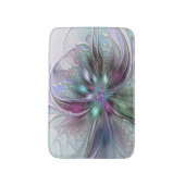 カラフルな幻想抽象モダンフラクタルフラワー バスマット (正面縦)