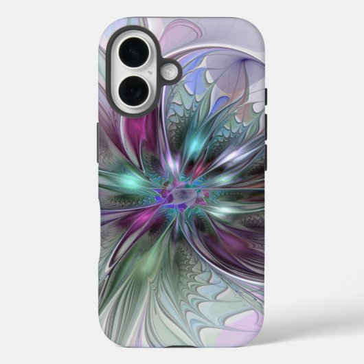 カラフルな幻想抽象モダンフラクタルフラワー Case-Mate iPhoneケース (裏面)