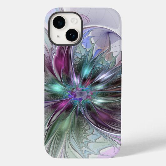カラフルな幻想抽象的なモダンフラクタルフラワー Case-Mate iPhoneケース (裏面)