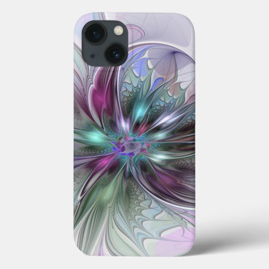 カラフルな幻想抽象的なモダンフラクタルフラワー Case-Mate iPhoneケース (裏面)
