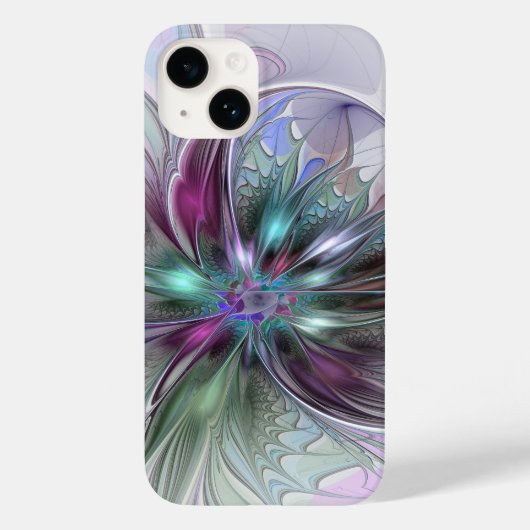 カラフルな幻想抽象的なモダンフラクタルフラワー Case-Mate iPhoneケース (裏面)