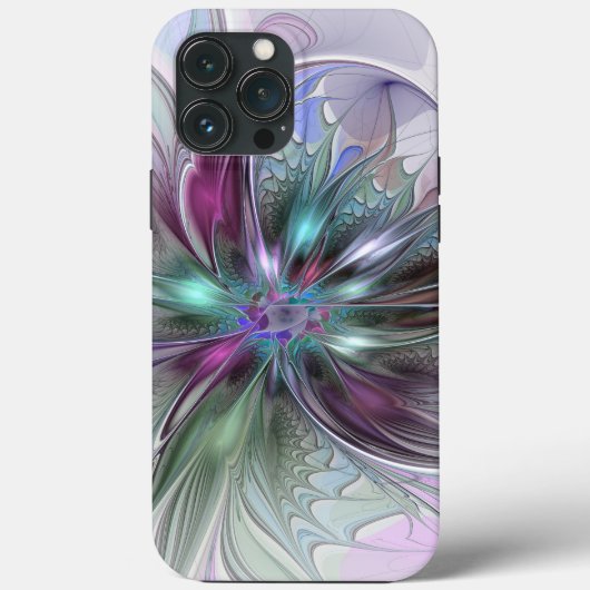 カラフルな幻想抽象的なモダンフラクタルフラワー Case-Mate iPhoneケース (裏面)