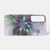 カラフルな幻想抽象的なモダンフラクタルフラワー SAMSUNG GALAXYケース (裏面横)