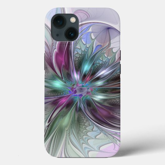 カラフルな幻想抽象的なモダン フラクタル フラワー Case-Mate iPhoneケース (裏面)