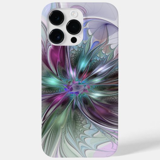 カラフルな幻想抽象的なモダン・フラクタル・フラワー Case-Mate iPhoneケース (裏面)