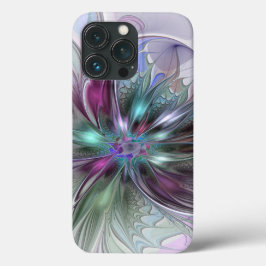 カラフルな幻想抽象的なモダン フラクタル フラワー iPhone 13 PROケース