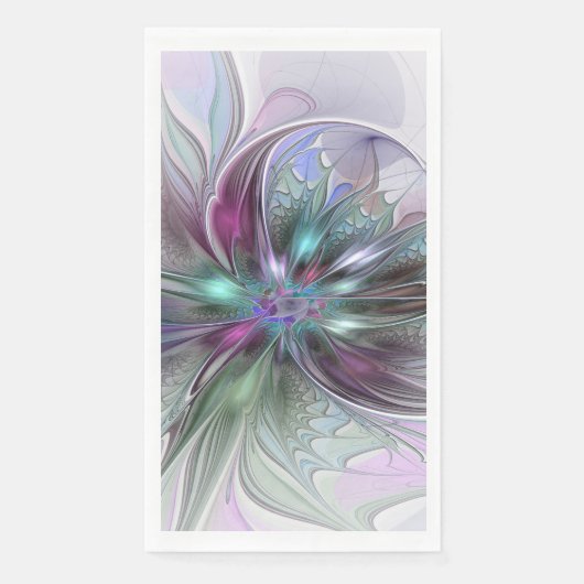 カラフルな幻想抽象的モダンフラクタルフラワー (正面)