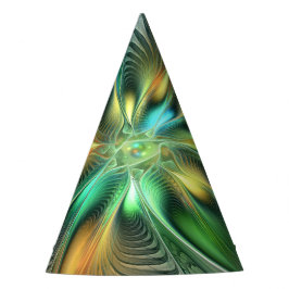 カラフルな幻想的なモダン抽象フラワーフラクタル パーティーハット