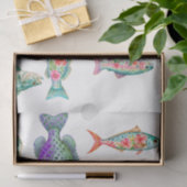 カラフルな幻想的な水彩花の魚 薄葉紙 (ギフト)