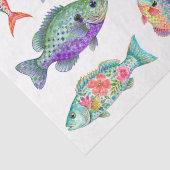 カラフルな幻想的な水彩花の魚 薄葉紙 (詳細)