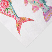 カラフルな幻想的な水彩花の魚 薄葉紙 (詳細)