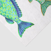 カラフルな幻想的な水彩花の魚 薄葉紙 (詳細)