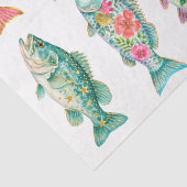 カラフルな幻想的な水彩花の魚 薄葉紙 (詳細)
