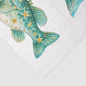 カラフルな幻想的な水彩花の魚 薄葉紙 (詳細)