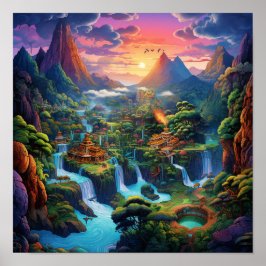 カラフルな幻想的な自然の風景 ポスター
