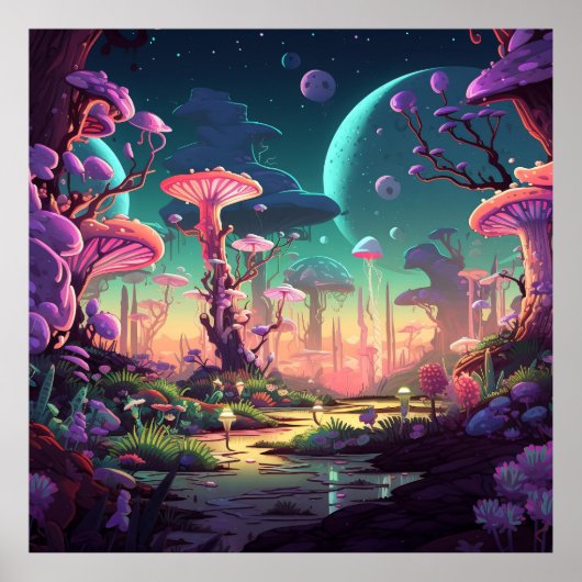 カラフルな幻想的な風景 ポスター (正面)