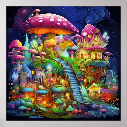 カラフルな幻想的な魔法の風景 ポスター (正面)