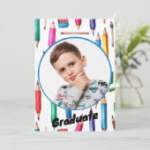 カラフルな幼稚園卒園お知らせ 招待状 (スタンド正面)