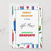 カラフルな幼稚園卒園お知らせ 招待状 (裏面)