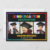 カラフルな幼稚園卒園写真コラージュ 招待状 (正面)