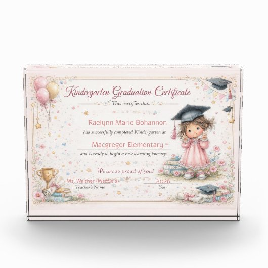 カラフルな幼稚園卒業証書 フォトブロック (正面)