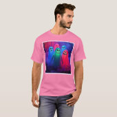 カラフルな幽霊のデザインでお化け屋敷の夜を演出 Tシャツ (正面フル)