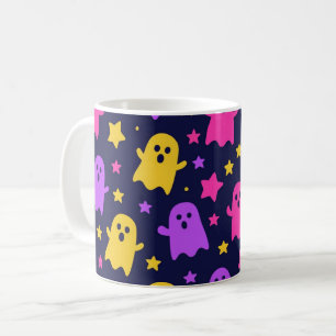 カラフルな幽霊柄 ハロウィン コーヒーマグカップ