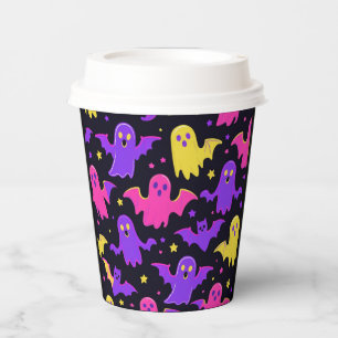 カラフルな幽霊柄 ハロウィン 紙コップ