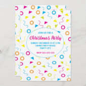 カラフルな幾何学アートのクリスマスパーティーハoliday 招待状 (正面/裏面)