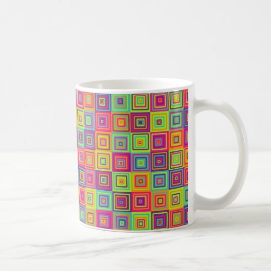 カラフルな幾何学スクエア コーヒーマグカップ (右)
