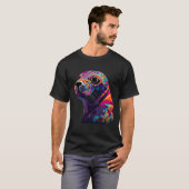 カラフルな幾何学模様のアザラシ 海の生き物 Tシャツ (正面フル)