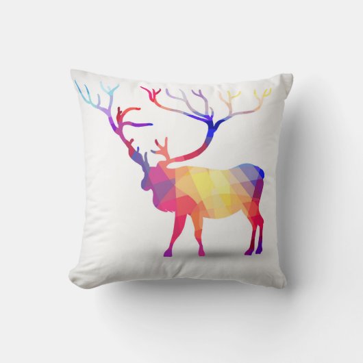 カラフルな幾何学模様のエルクスロー枕 クッション (正面)