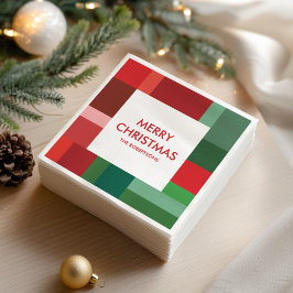 カラフルな幾何学模様のクリスマスデザイン スタンダードカクテルナプキン