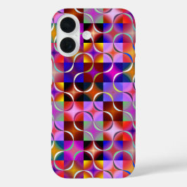 カラフルな幾何学模様のスクエア iPhone 16ケース